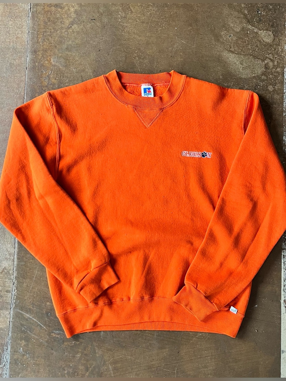 Vintage 90s Clemson Tigers CU Orange Fleece Embroidered Sweatshirt Crewneck M